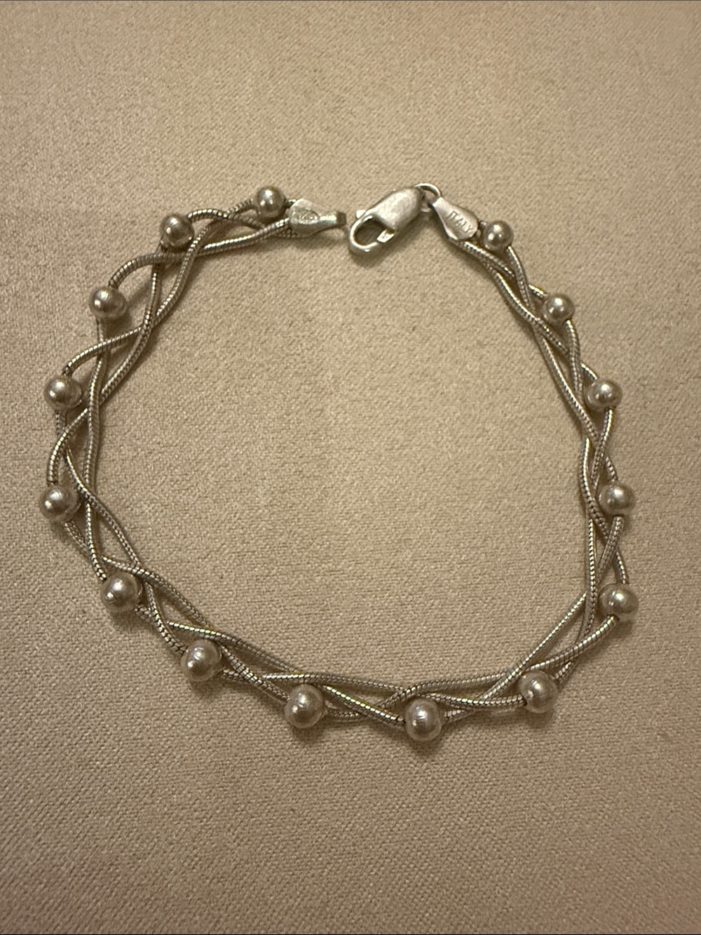 Sterling Silver  Braided Bead Bracelet from Italy
